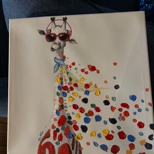 Colorful Giraffe Canvas Art by Purttle